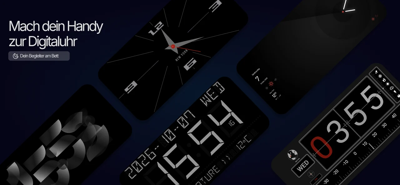 Uhrendesigns für den Nachttisch in der Android-App