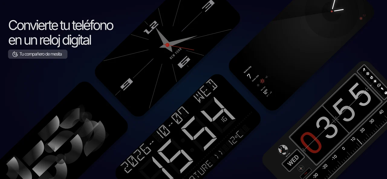 Diseños de reloj de mesita en la app para Android