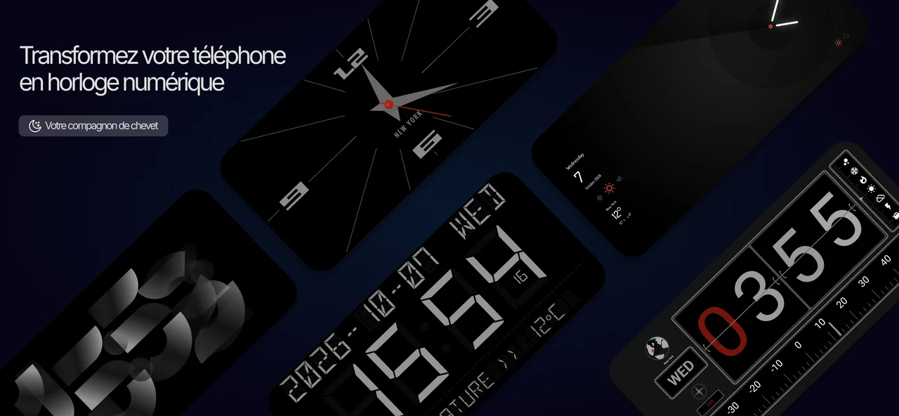 Styles d’horloge de chevet dans l’application Android
