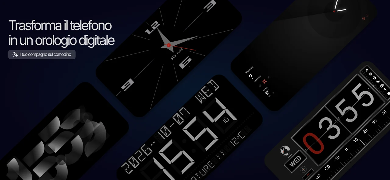Design di orologi da comodino nell’app Android